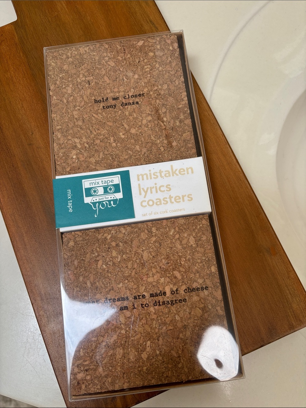 Mistaken Lyrics Cork Coasters - Set of Six